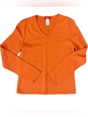 *Anne Klein Sport *Vibrant Orange Merino Wool Fine knit  Sweater.
